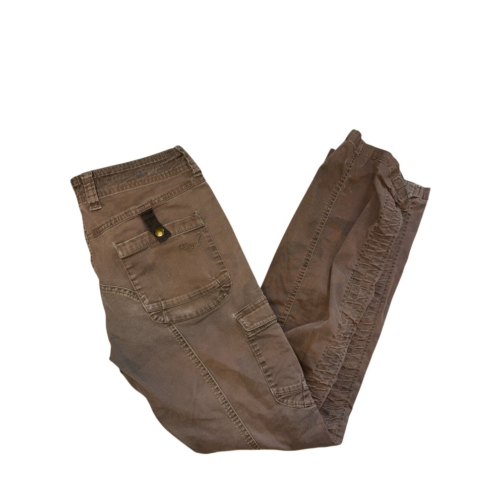 Kohl Women's Boot Cut Cargo Jeans in Brown Y2K zippers embroidery size 4 short